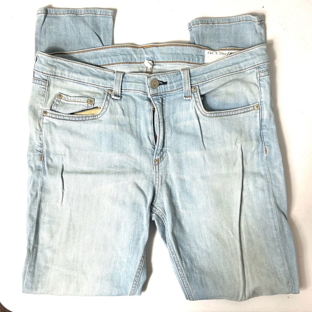 Rag & Bone Light Wash Distressed Cropped Skinny Jean Size 30